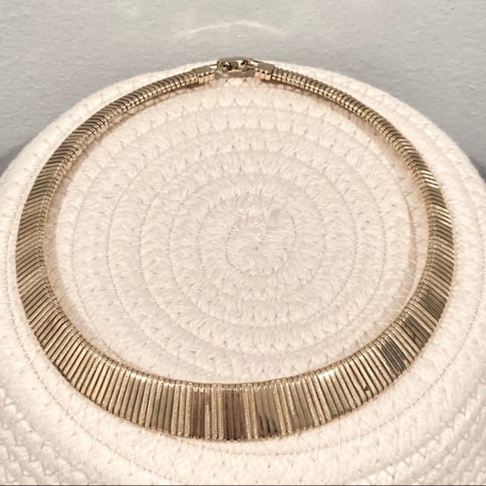 Gold Tone Cleopatra Style Bib Necklace